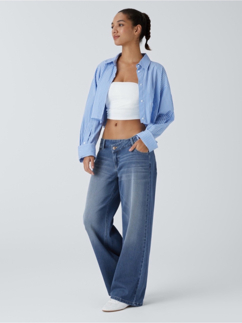 HALARA Flex Asymmetric Low Rise Baggy Wide Leg Jeans Sz S